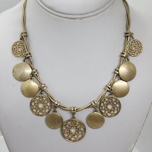 Xc Axcess Satin Gold Tone Discs Dreamcatchers Choker Necklace‎
